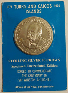 Turks And Caicos Islands 1974 1.2 oz Silver 20 Crowns Spec Matte Edition #7186