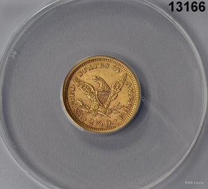 1861 $2.50 GOLD LIBERTY NEW REVERSE THIN ARROWS ANACS CERTIFIED AU53 #13166