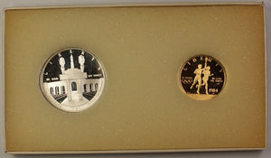 1984-W & S Gold $10 and Silver $1 Olympic Commemorative 2 Coin Proof Set in OGP
