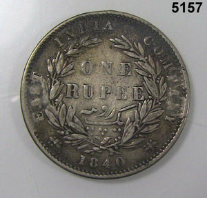 1840 INDIA EAST INDIA COMPANY 1 RUPEE VF #5157