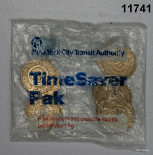 NEW YORK CITY "TIME SAVER PAK" 10 SUBWAYTOKENS SEALED!! #11741