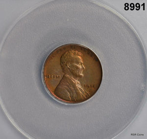 1914 S LINCOLN CENT ANACS CERTIFIED VF30 CLEANED #8991
