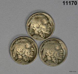 BUFFALO NICKEL 3 COIN LOT: 1916S (G), 1925D (VG), 1914S (VG) #11170