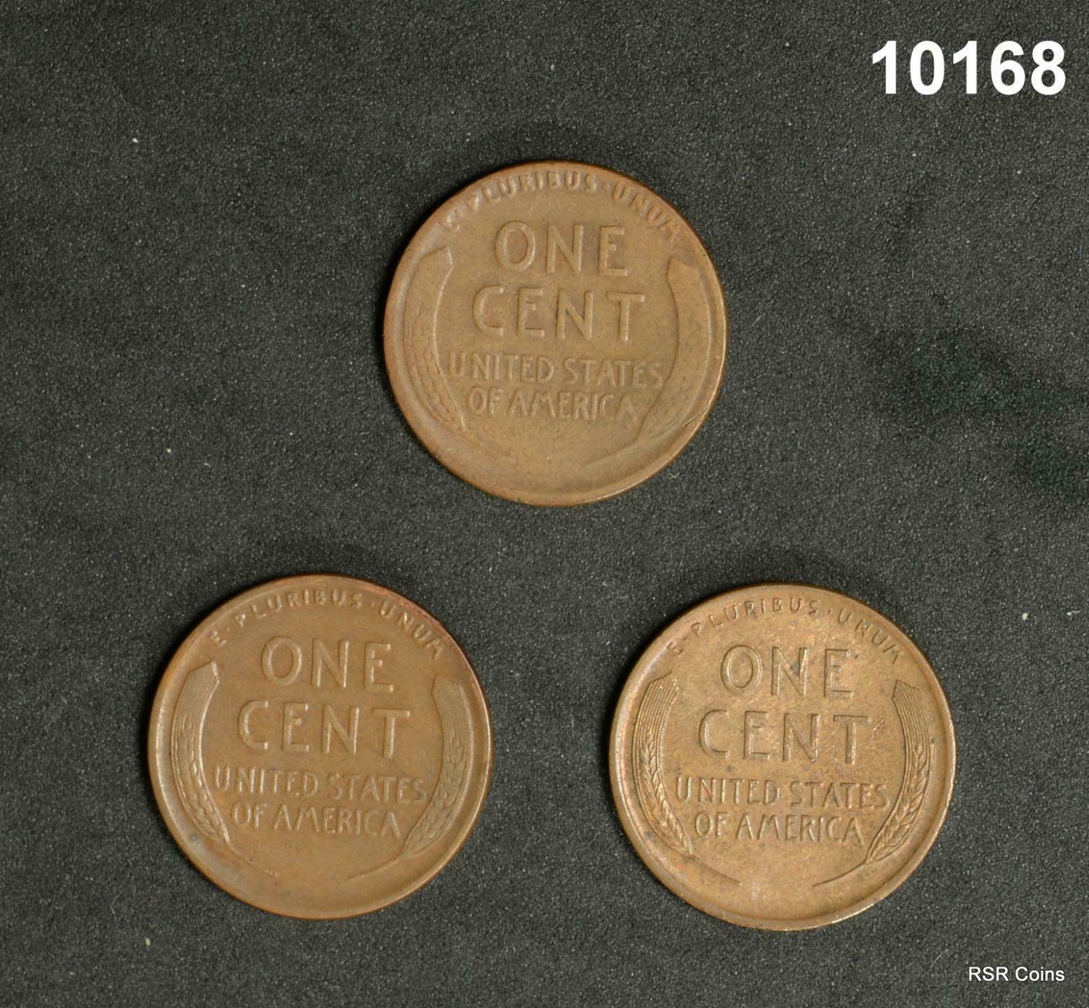 1925 UNC., 1925D FINE, 1925S XF, 3 COIN LINCOLN CENT LOT #10168