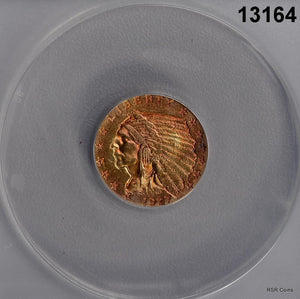 1927 $2.50 GOLD INDIAN ANACS CERTIFIED AU58 SUNSET ORANGE! #13164