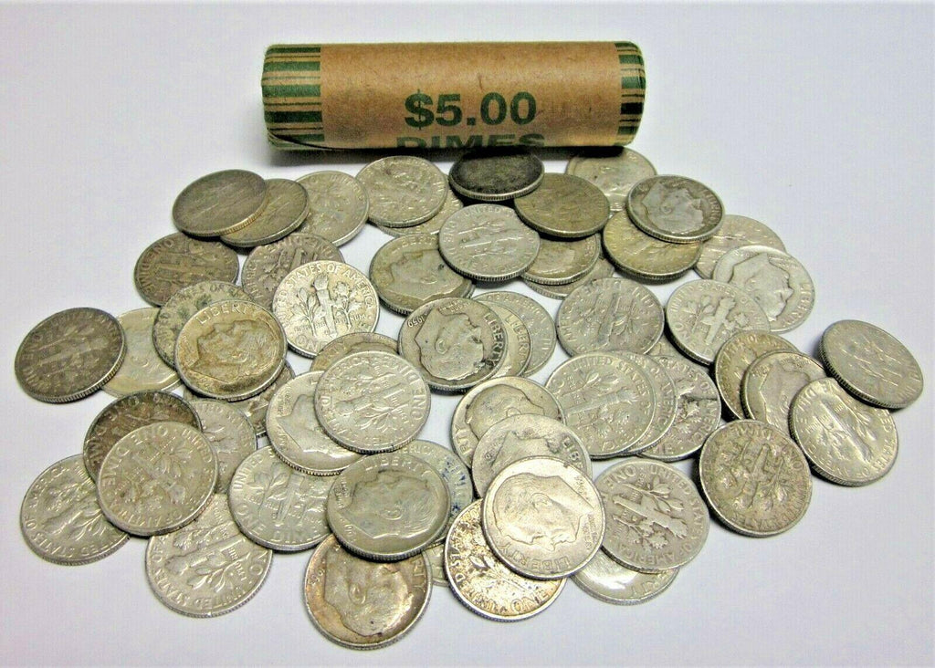 $5.00 FACE VALUE 90% SILVER U.S. COINS ROOSEVELT DIMES 50 COINS  .900 FINE !