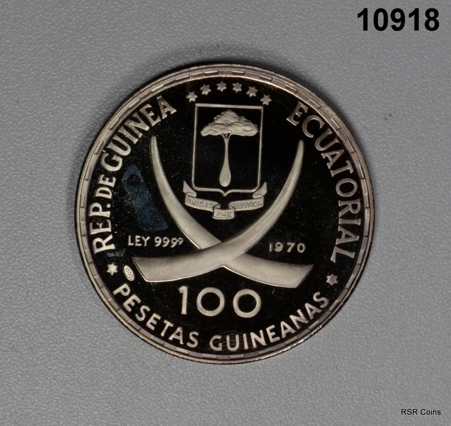 1970 EQUATORIAL GUINEA MAJA DESNUDA PROOF SILVER 100P! #10918