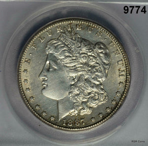 1887 S MORGAN SILVER DOLLAR ANACS CERTIFIED AU58 CLEANED NICE!! #9774
