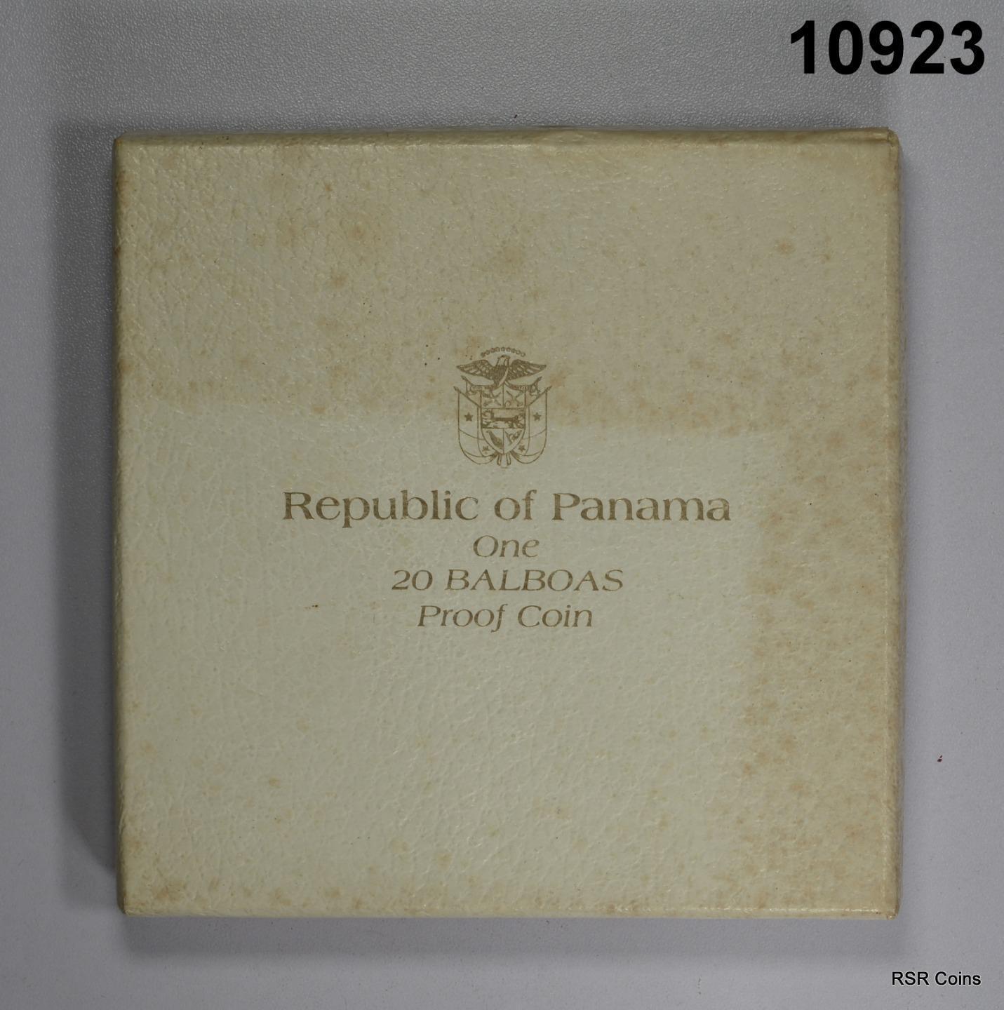 1973 PANAMA 20 BALBOAS PROOF COIN! 2000 GRAINS SILVER IN BOX! #10923