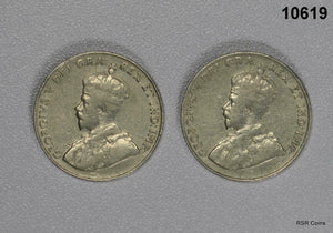 LOT OF 2- RARE 1925 CANADIAN NICKELS MINTAGE 200,050!! #10619
