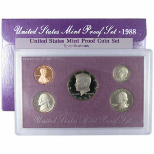 1988 ORIGINAL U.S. Mint Proof Set BOX & CARD BIRTH YEAR GIFTS!!