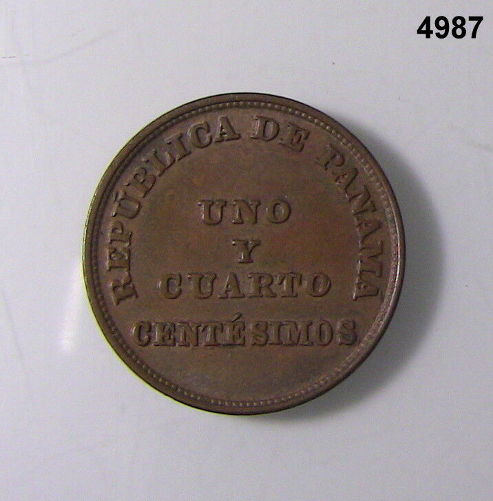 1940 PANAMA UNO Y CUARTO CENTESIMOS ONE YEAR TYPE UNCIRCULATED! #4987