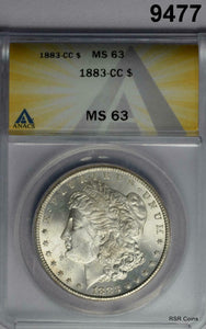 1883 CC MORGAN SILVER DOLLAR ANACS CERTIFIED MS63 FLASHY WHITE!! #9477