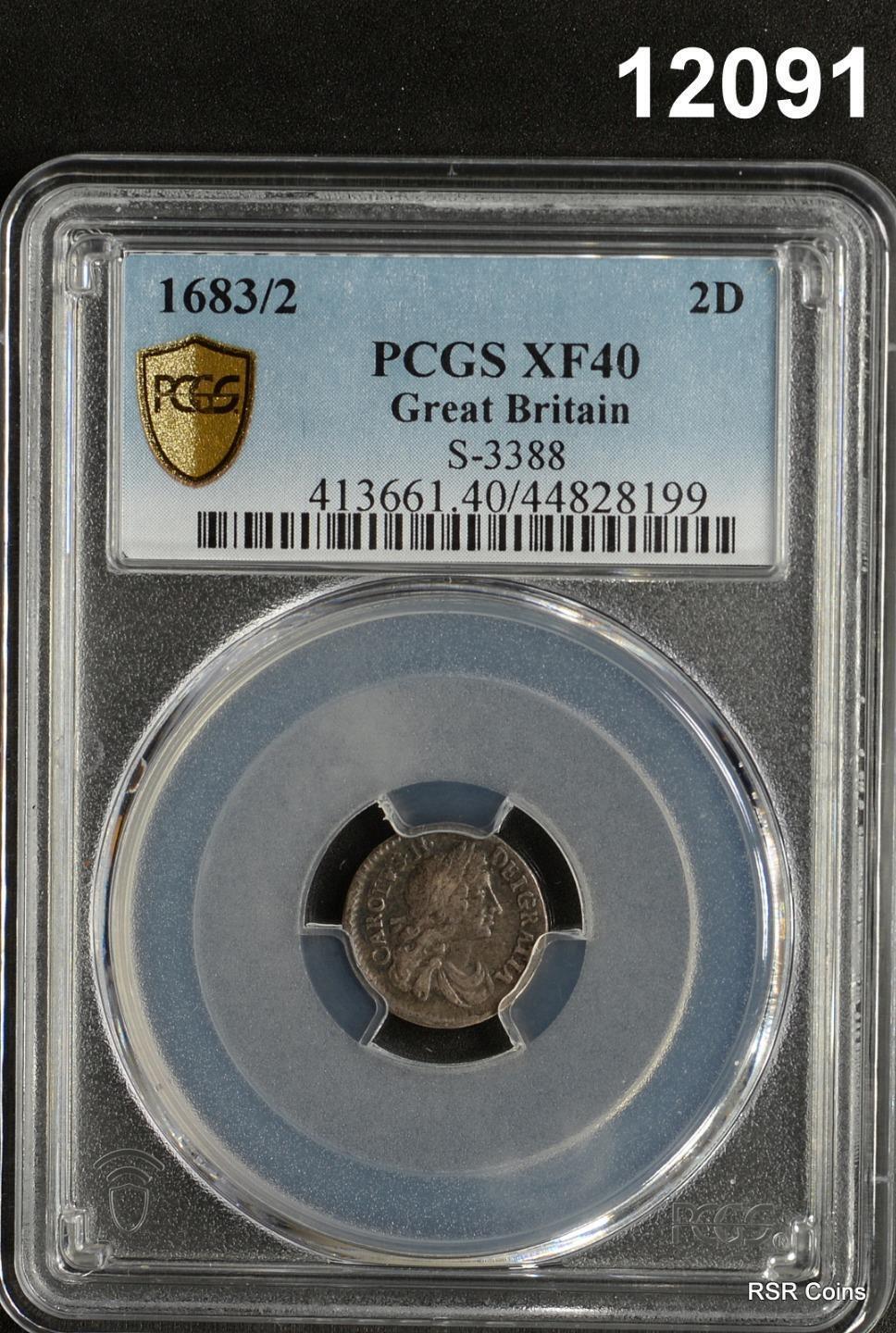 GREAT BRITAIN 1683/2 2 PENCE SCARCE PCGS CERTIFIED XF40! #12091