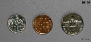 1953 3 COIN PROOF SET: CENT, NICKEL, DIME ORIGINAL! #10140