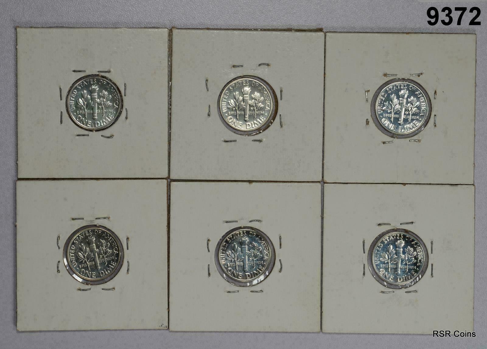 LOT OF 6 PROOF 1954, 55, 56, (2) 60, 61 PF GEM COINS ALL SILVER! #9372