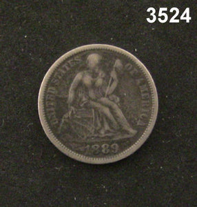 1889 SEATED LIBERTY DIME VF! #3524