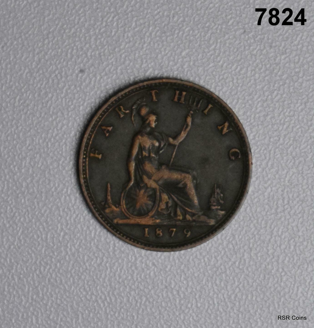 BRITAIN 1879 FARTHING AU! #7824