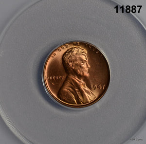 1947 LINCOLN CENT ANACS CERTIFIED MS66 RD FIRE RED#11887
