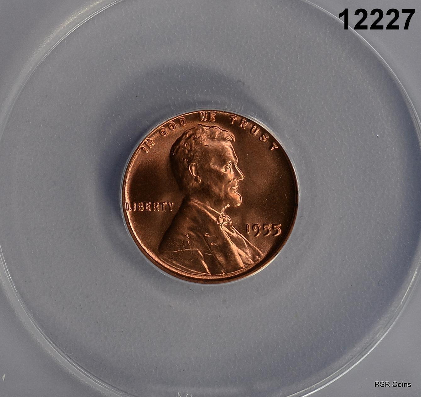 1955 LINCOLN CENT ANACS CERTIFIED MS66 RED #12227