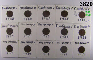 1928-1929 15 COIN LOT KING GEORGE V VF-AU #3820