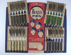 OFFICIAL 1964 NEMS BEATLES 24 PEN STORE DISPLAY CARD GEM NEVER SEEN RARITY !!