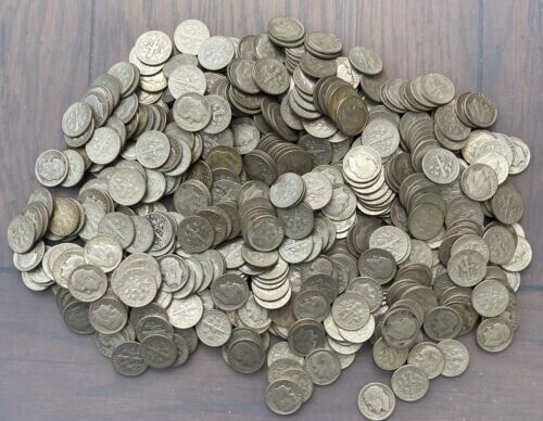 50 coin Roll Random Lot 1946-64 P/D/S Avg Cir Roosevelt Dimes 90% Silver $5 Face