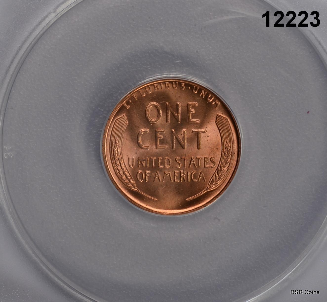 1955 LINCOLN CENT ANACS CERTIFIED MS66 RED #12223