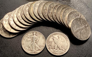 1 Roll of Walking Liberty 90% Silver Half Dollar Coins Circulated