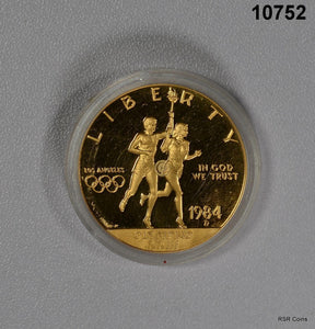1984 D $10 PROOF OLYMPIC 1/2OZ GOLD COIN IN CAPSULE! #10752