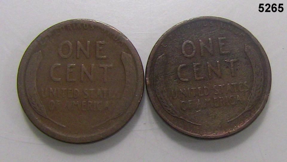 1910 VF 1910S G+ 2 COIN LINCOLN CENTS #5265
