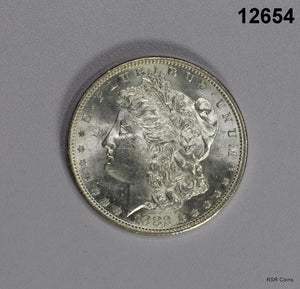 1882 S MORGAN SILVER DOLLAR CHOICE BU FLASHY SEMI P-L! #12654