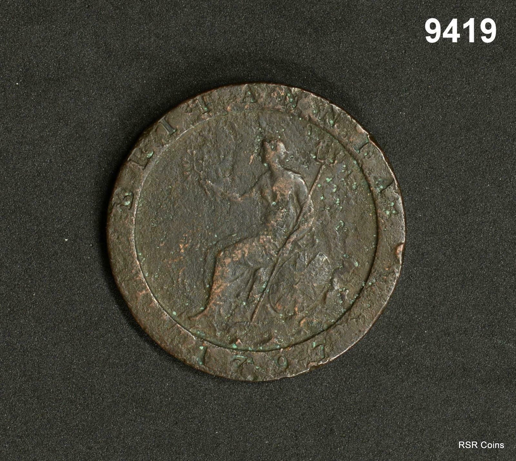 1797 BRITISH PENNY CARTWHEEL PITTED CLEAN DATE! #9419