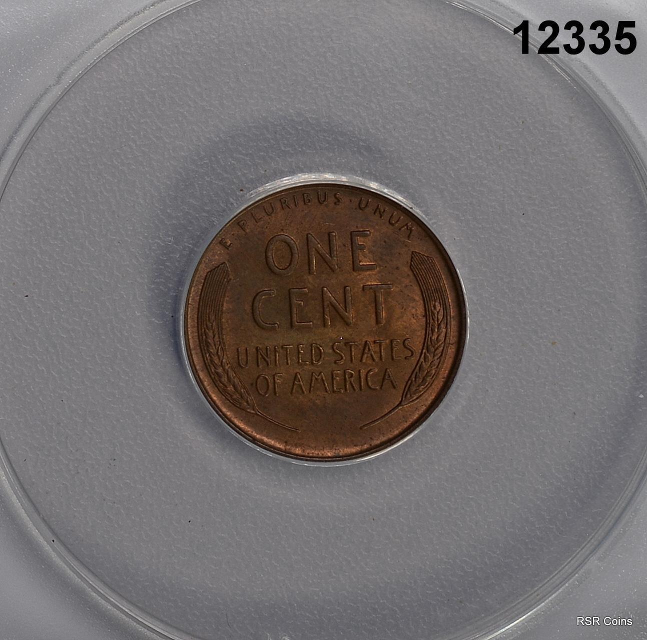 1932 D LINCOLN CENT ANACS CERTIFIED MS64 RB #12335