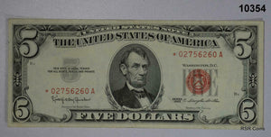 1953 $5 US NOTE STAR * RED SEAL AU+!! #10354