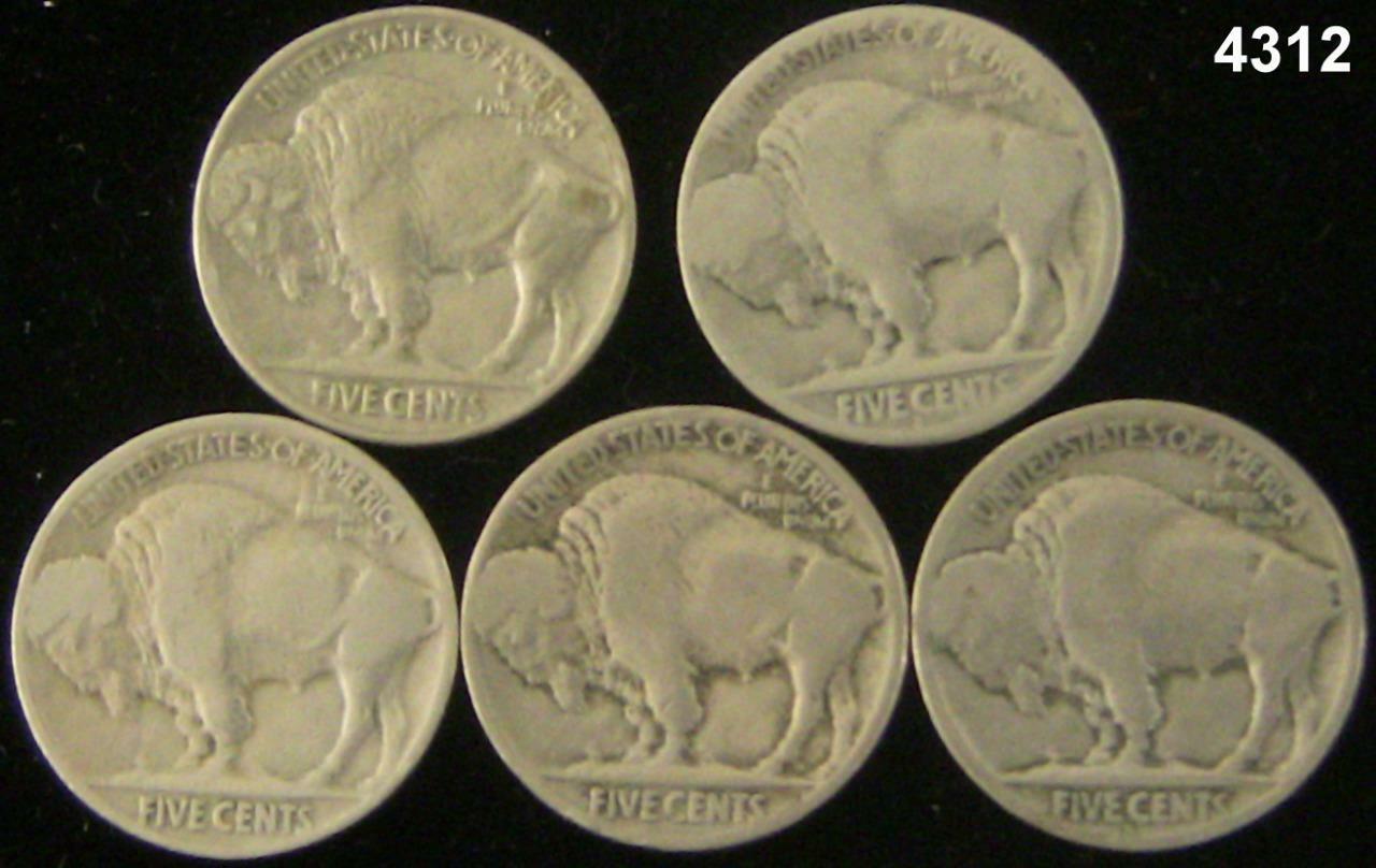 BUFFALO NICKEL 5 COIN LOT: 1923S, 1924, 1937, 1921, 1924S #4312