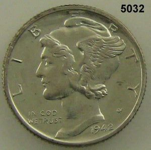 1942 MERCURY SILVER DIME PROOF IMPAIRED #5032