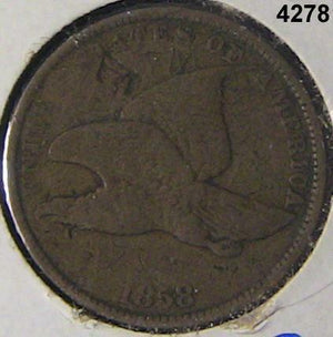 1858 FLYING EAGLE PENNY VG PITTED #4278