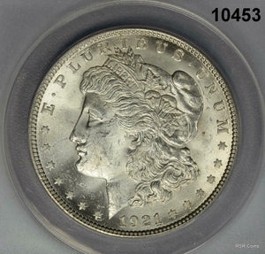 1921 MORGAN SILVER DOLLAR ANACS CERTIFIED MS63 WHITE! #10453