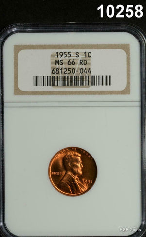1955 S LINCOLN CENT NGC CERTIFIED MS66 RD SUNSET RED! #10258