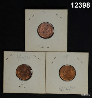 1946 P-D-S CHOICE BU LINCOLN CENT RED 3 COIN SET #12398