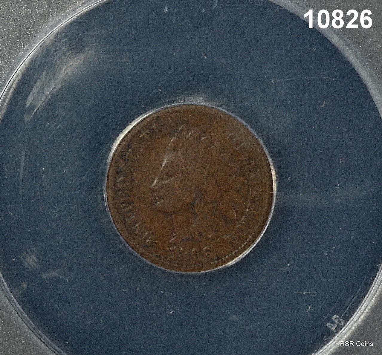 1866 INDIAN HEAD CENT ANACS CERTIFIED GOOD 6 SCARCE DATE! #10826