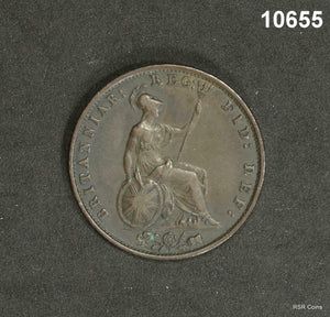 1854 GREAT BRITAIN HALF PENNY XF-AU! #10655