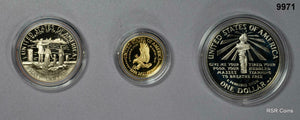 UNITED STATES LIBERTY COINS PROOF $5. GOLD, SILVER AND HALF DOLLAR IN BOX #9971