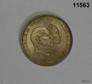 1960 DENMARK 5 KRONER BU SILVER COIN! #11563