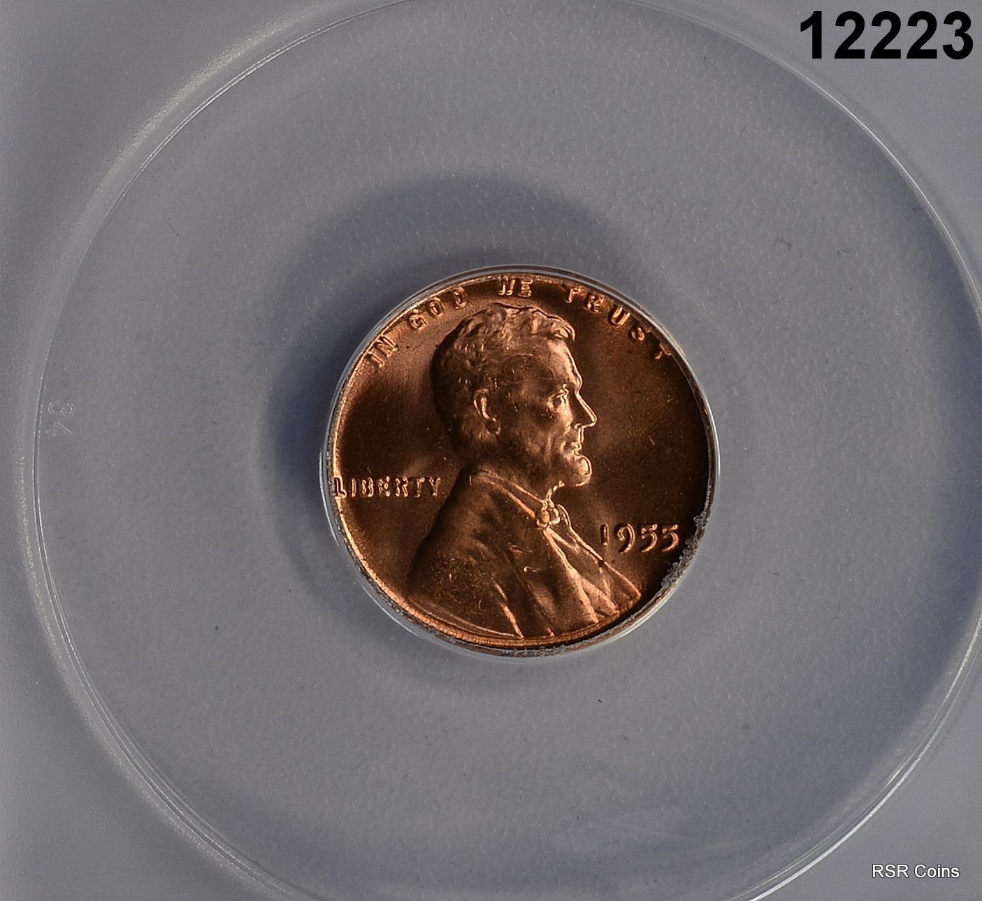 1955 LINCOLN CENT ANACS CERTIFIED MS66 RED #12223