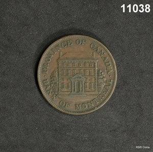 1844 BANK OF MONTREAL 1/2 PENNY TOKEN AU! #11038