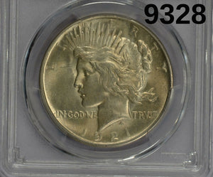 1921 PEACE SILVER DOLLAR PCGS CERTIFIED MS65 PALE GOLDEN WOW! #9328