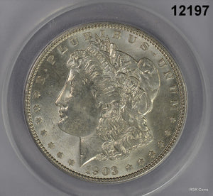 1903 MORGAN SILVER DOLLAR ANACS CERTIFIED MS63 LOOKS MUCH BETTER! FLASHY! #12197
