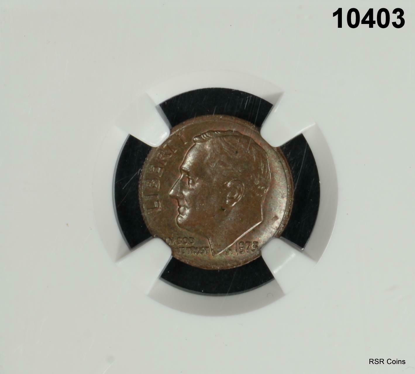 1973 ROOSEVELT DIME MINT ERROR NGC CERTIFIED OBVERSE CLAD LAYER MISSING #10403